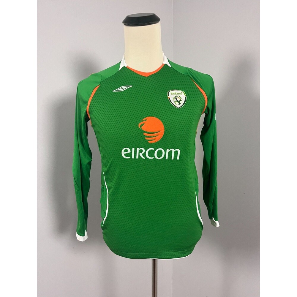 Umbro Ireland Vintage Eircom Long Sleeve Home Soccer Jersey Green Youth XL - Picture 2 of 8